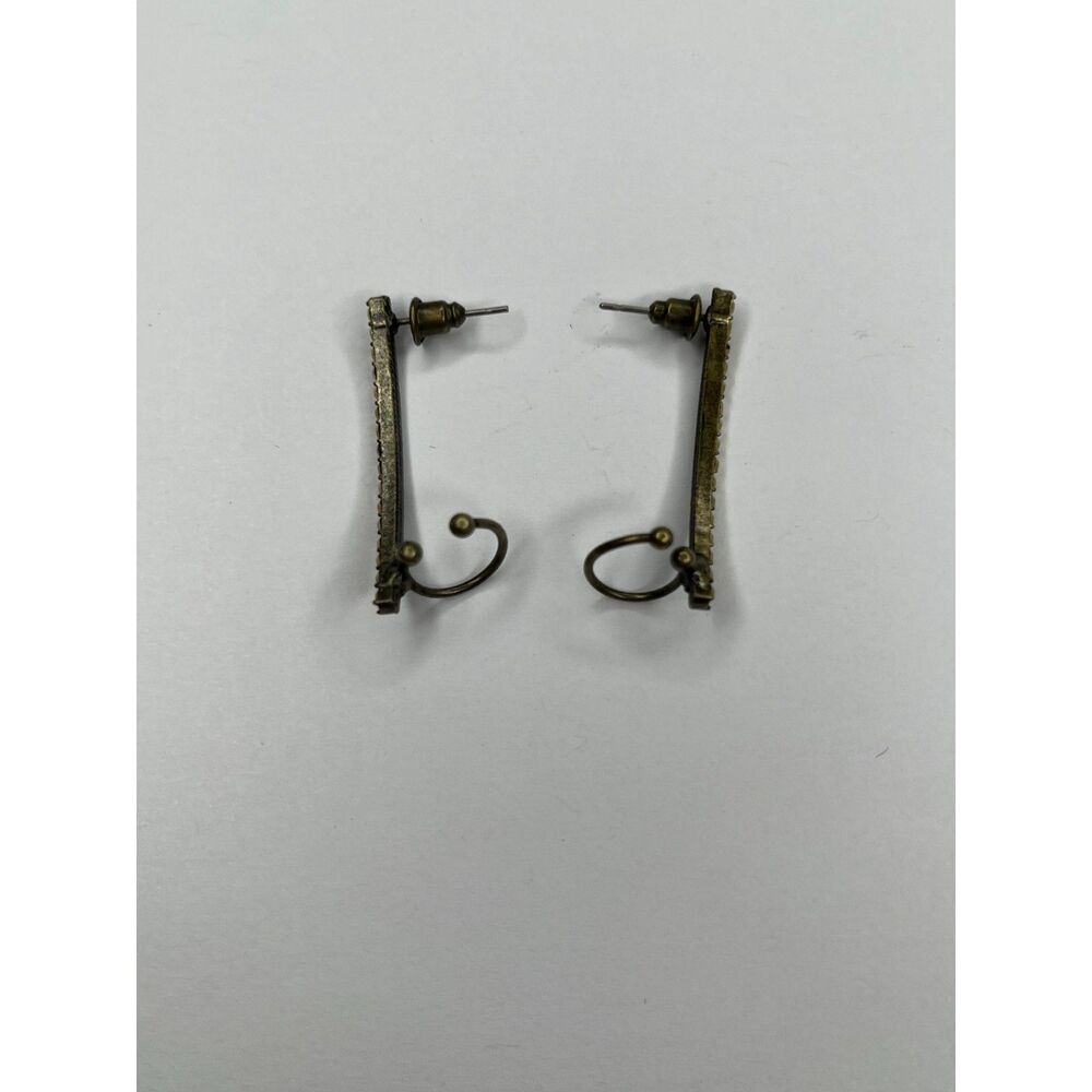 Vintage Bronze Curved Statement Earrings with Unique Spiral Design